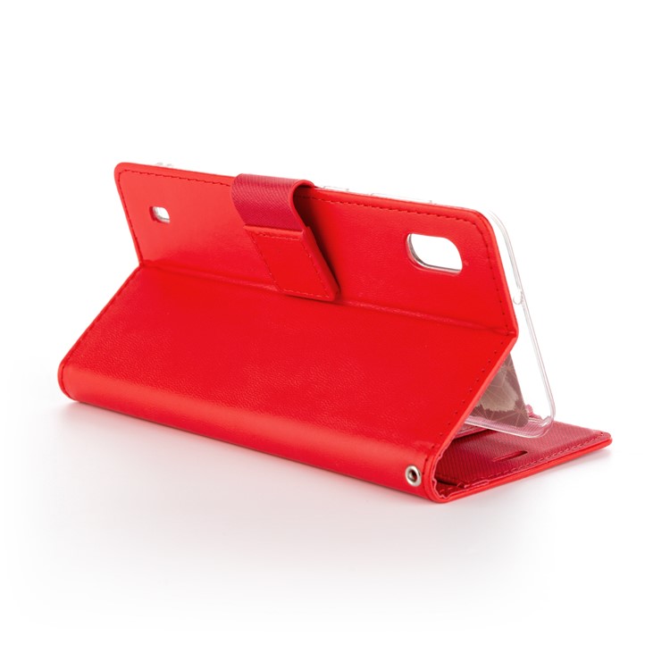 ROAR PU Leather + TPU Stand Wallet Phone Cover for Samsung Galaxy A10 - Red-3