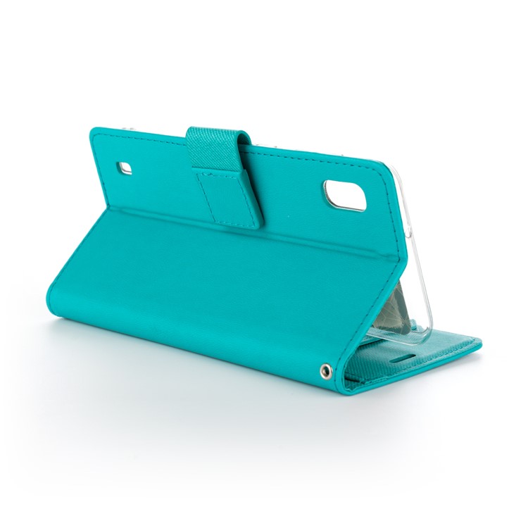 ROAR PU Leather + TPU Stand Wallet Phone Cover for Samsung Galaxy A10 - Cyan-3