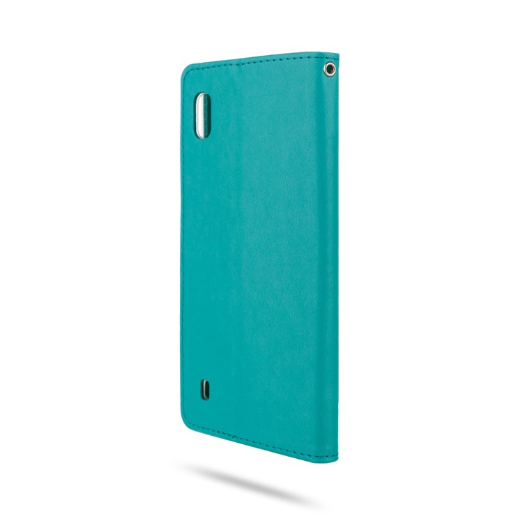 ROAR PU Leather + TPU Stand Wallet Phone Cover for Samsung Galaxy A10 - Cyan-5