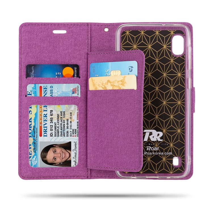 ROAR PU Leather + TPU Stand Wallet Phone Cover for Samsung Galaxy A10 - Purple-2