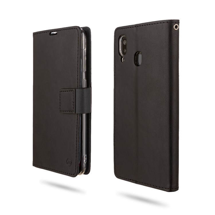 ROAR PU Couro + TPU Carteira Telefone Stand Case Capa Para Samsung Galaxy A30 / Galaxy A20 - Preto-1
