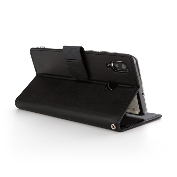 ROAR PU Couro + TPU Carteira Telefone Stand Case Capa Para Samsung Galaxy A30 / Galaxy A20 - Preto-3