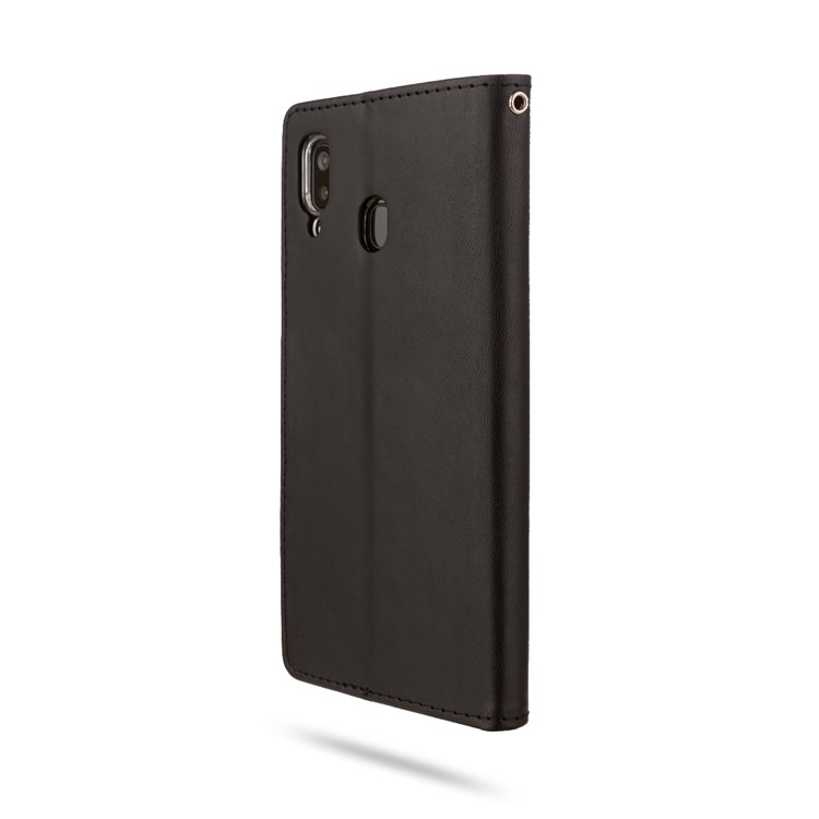 ROAR PU Couro + TPU Carteira Telefone Stand Case Capa Para Samsung Galaxy A30 / Galaxy A20 - Preto-5