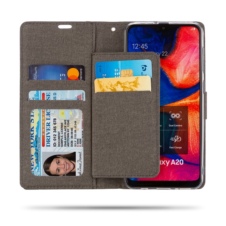 ROAR PU Leather + TPU Wallet Phone Stand Case Cover for Samsung Galaxy A30/Galaxy A20 - Grey-2
