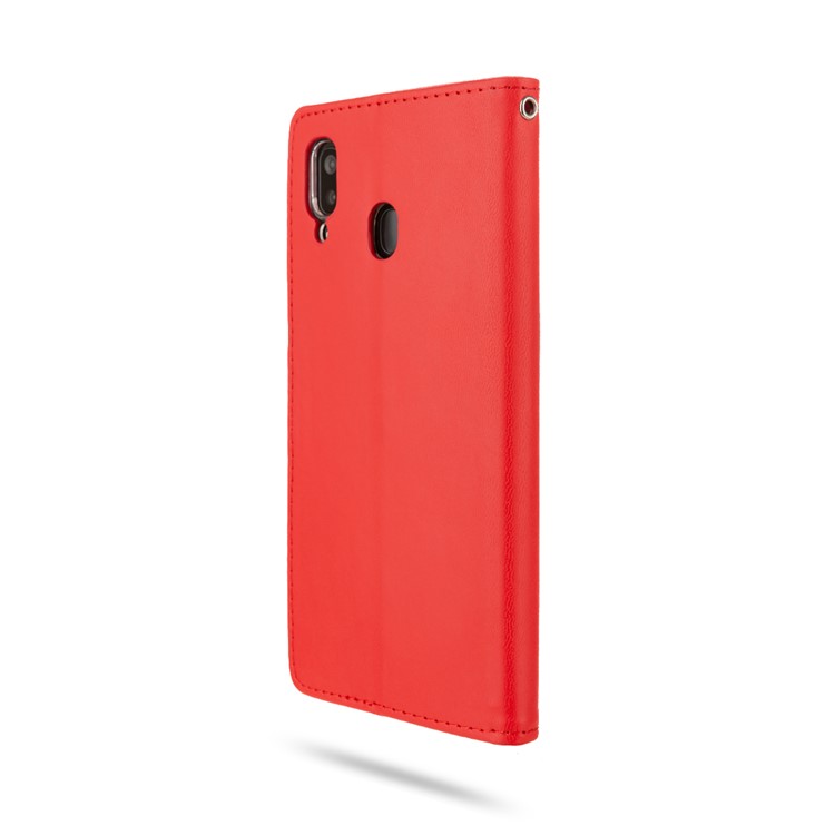 ROAR PU Leather + TPU Wallet Phone Stand Case Cover for Samsung Galaxy A30/Galaxy A20 - Red-5
