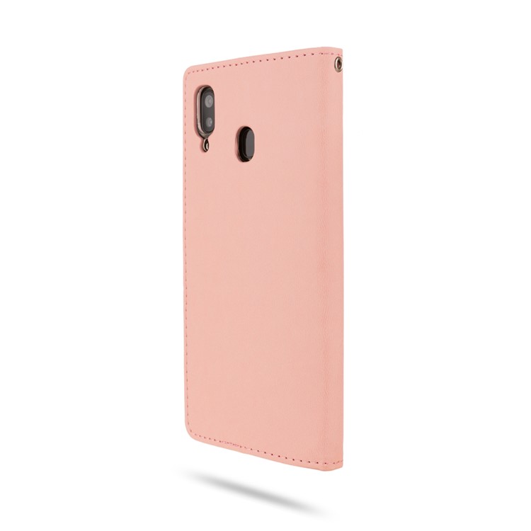 РОАР ПУ Кожа + ТПУ Кошелек Телефон Подставка Для Телефона Чехол Для Samsung Galaxy A30 / Galaxy A20 - Розовый-5