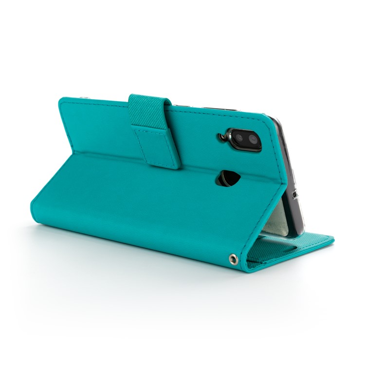 ROAR PU Leather + TPU Phone Stand Case Cover with Card Slots for Samsung Galaxy A30/Galaxy A20 - Cyan-3