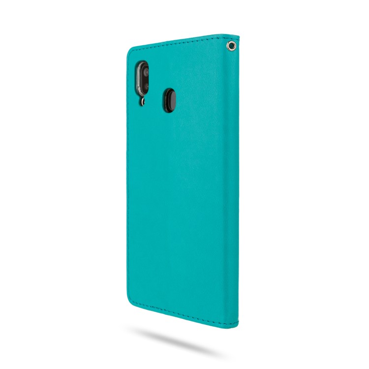 ROAR PU Leather + TPU Phone Stand Case Cover with Card Slots for Samsung Galaxy A30/Galaxy A20 - Cyan-5