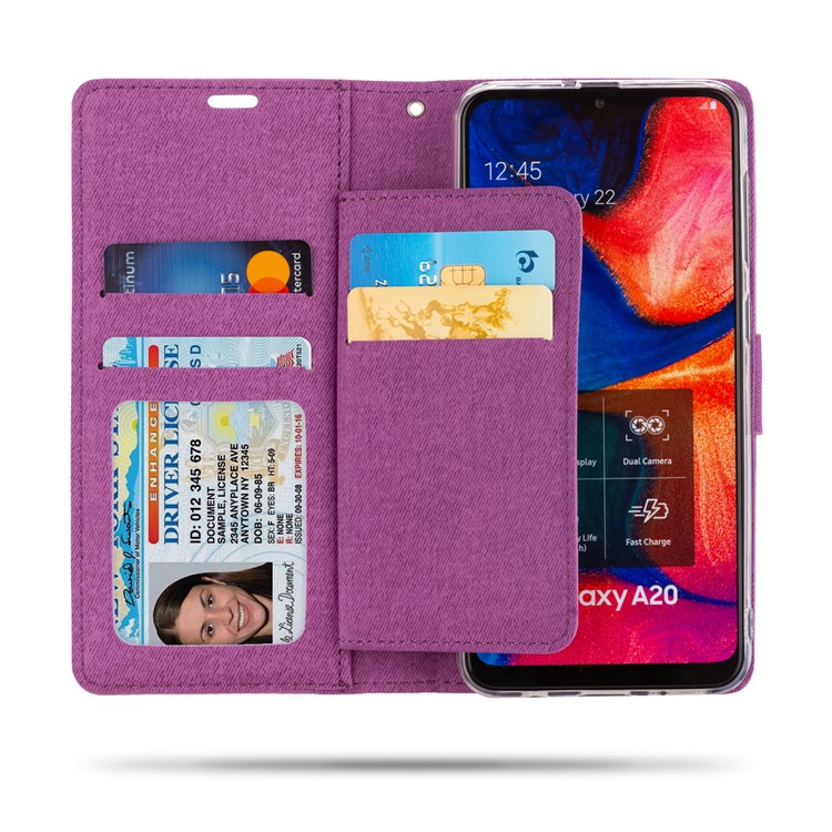 ROAR PU Leather + TPU Wallet Phone Stand Case Cover for Samsung Galaxy A30/Galaxy A20 - Purple-2