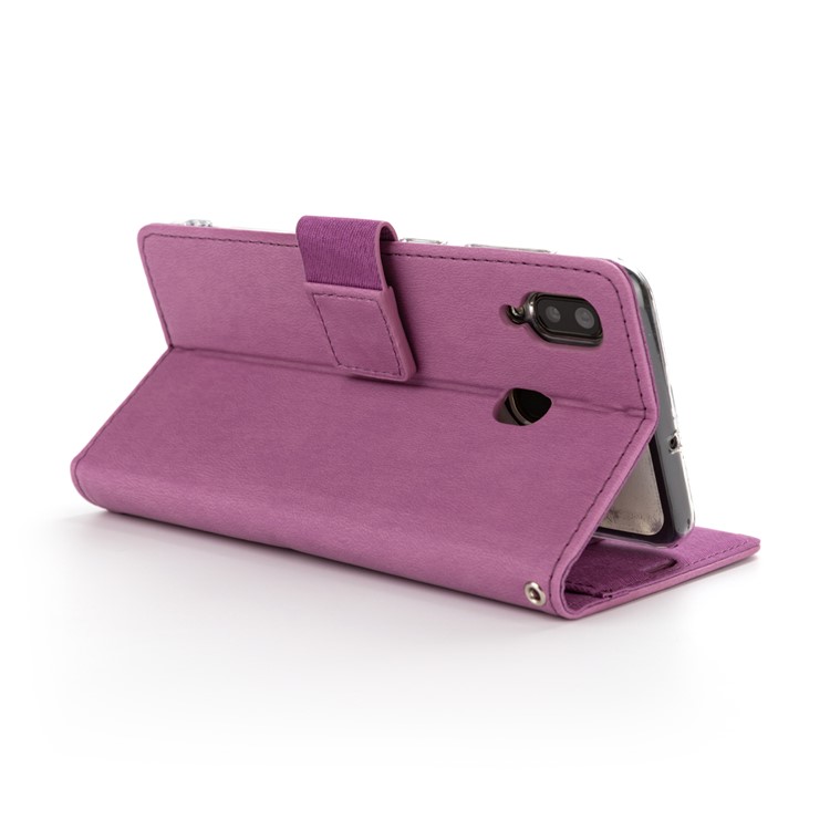 ROAR PU Leather + TPU Wallet Phone Stand Case Cover for Samsung Galaxy A30/Galaxy A20 - Purple-3