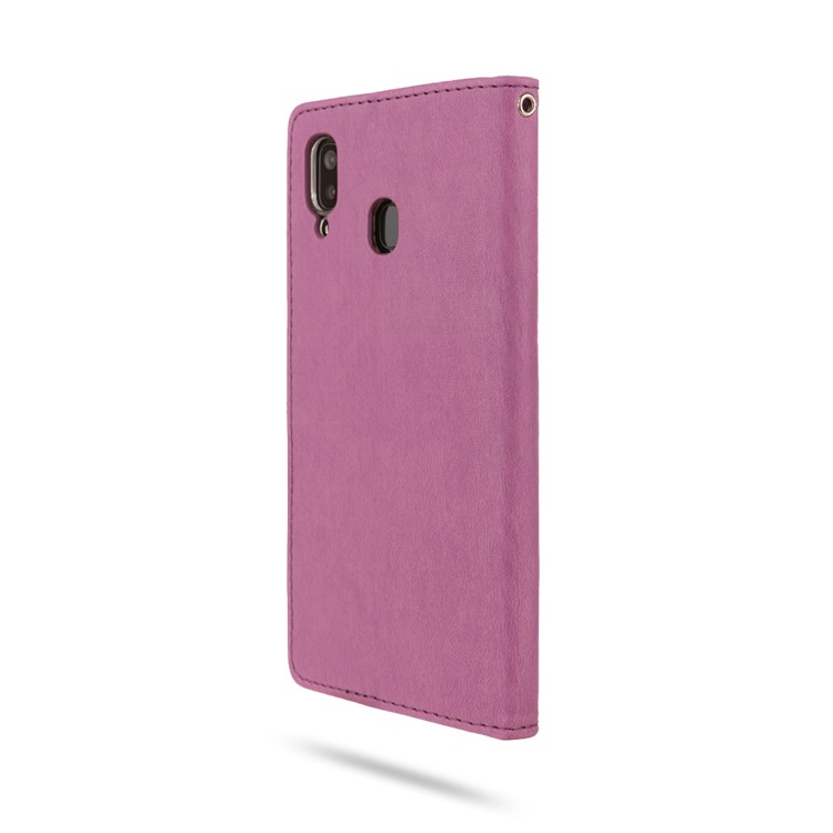 ROAR PU Leather + TPU Wallet Phone Stand Case Cover for Samsung Galaxy A30/Galaxy A20 - Purple-5