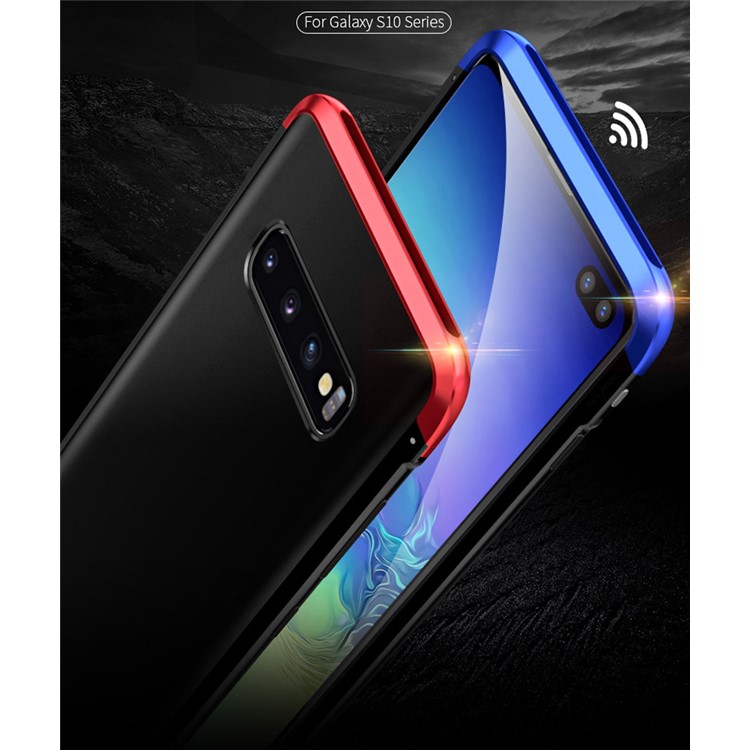 LUPHIE for Samsung Galaxy S10 Double Dragon Metal + Silicone + PC Back Cover Casing - Black/Red-4