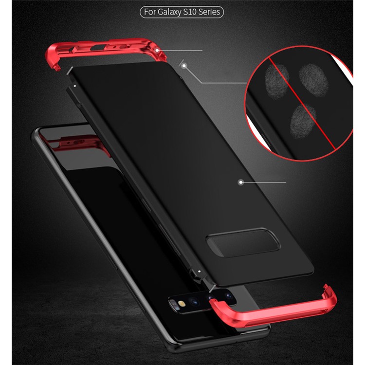 LUPHIE for Samsung Galaxy S10 Double Dragon Metal + Silicone + PC Back Cover Casing - Black/Red-5