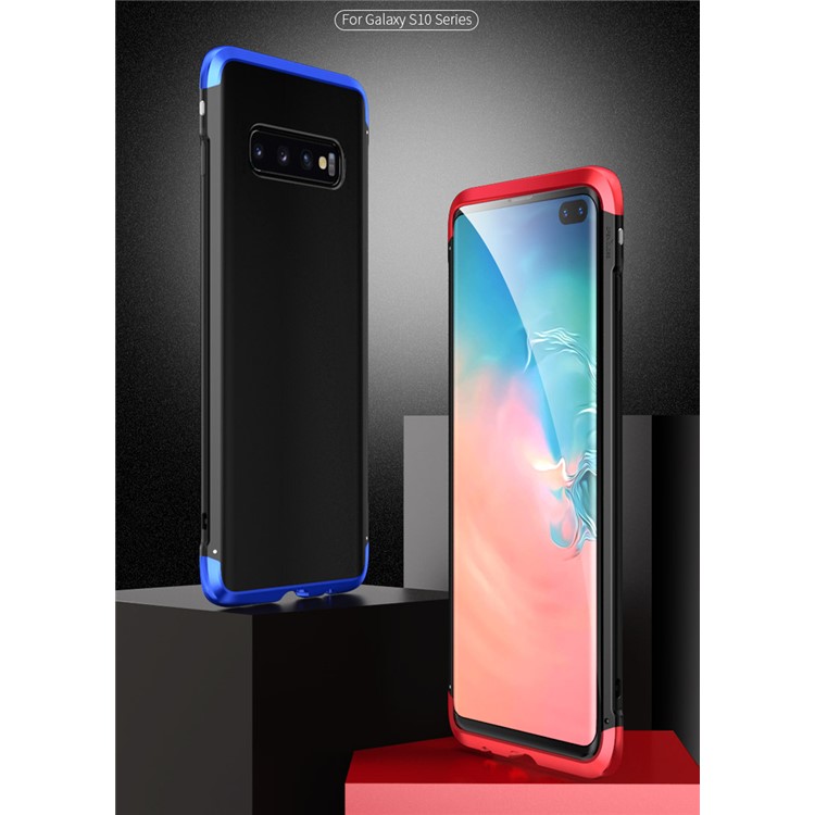 LUPHIE Double Dragon Series Tempered Glass Back + PC Metal Hybrid Shell for Samsung Galaxy S10 Plus - Black/Red-3