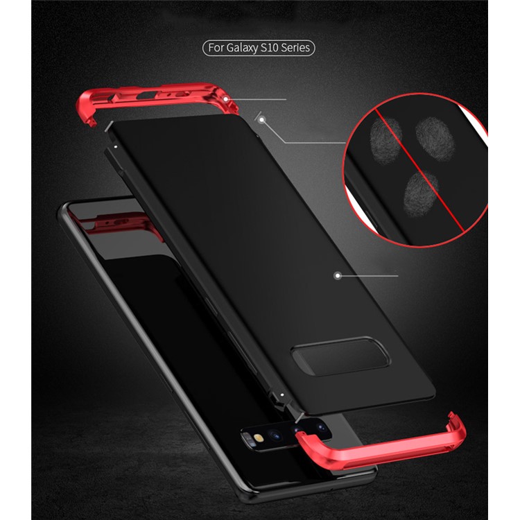 LUPHIE Double Dragon Series Tempered Glass Back + PC Metal Hybrid Shell for Samsung Galaxy S10 Plus - Black/Red-5