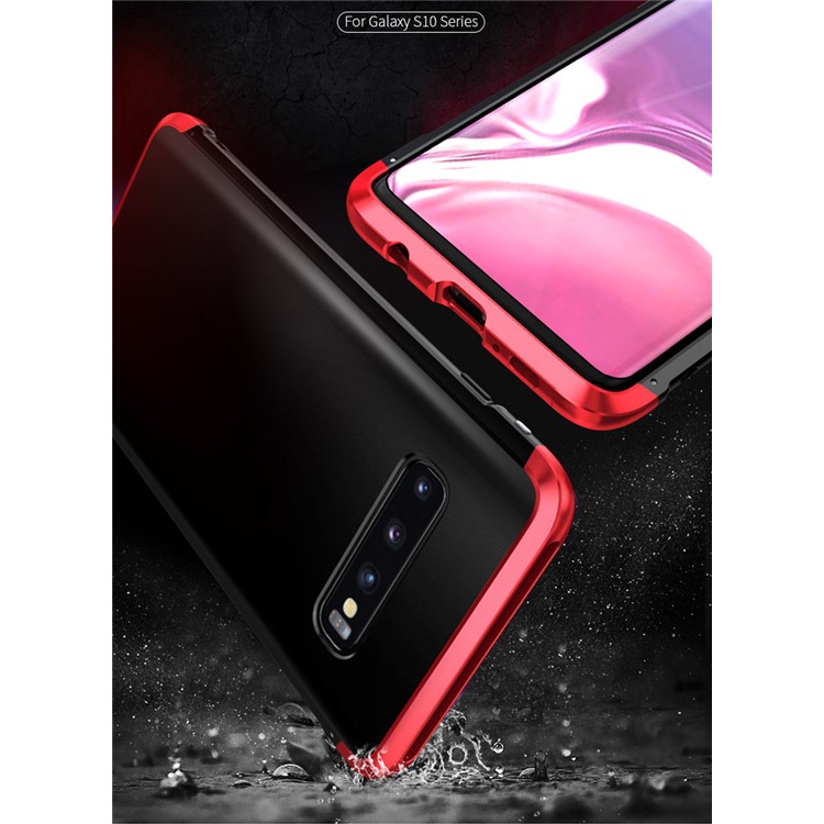 LUPHIE Double Dragon Series Tempered Glass Back + PC Metal Hybrid Shell for Samsung Galaxy S10 Plus - Black/Red-7