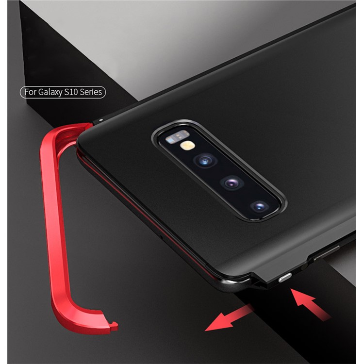 LUPHIE Double Dragon Series Tempered Glass Back + PC Metal Hybrid Shell for Samsung Galaxy S10 Plus - Black/Red-8