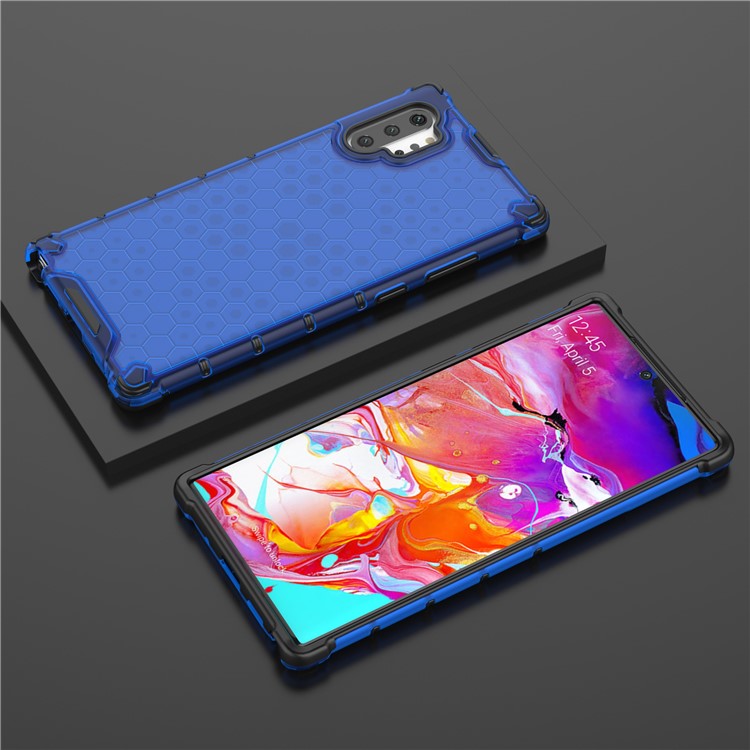 Honeycomb Pattern Shock-prooble TPU + PC Гибридный Корпус Для Samsung Galaxy Note 10 Plus/10 Плюс 5G - Синий