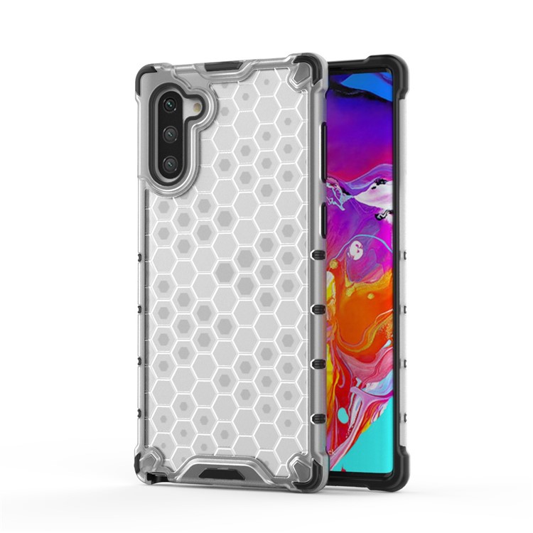 Honeycomb Pattern Shock-proof TPU + PC Hybrid Back Case for Samsung Galaxy Note 10/Note 10 5G - White-1