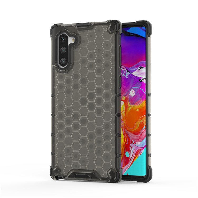 Honeycomb Pattern Shock-proof TPU + PC Hybrid Back Case for Samsung Galaxy Note 10/Note 10 5G - Black-1