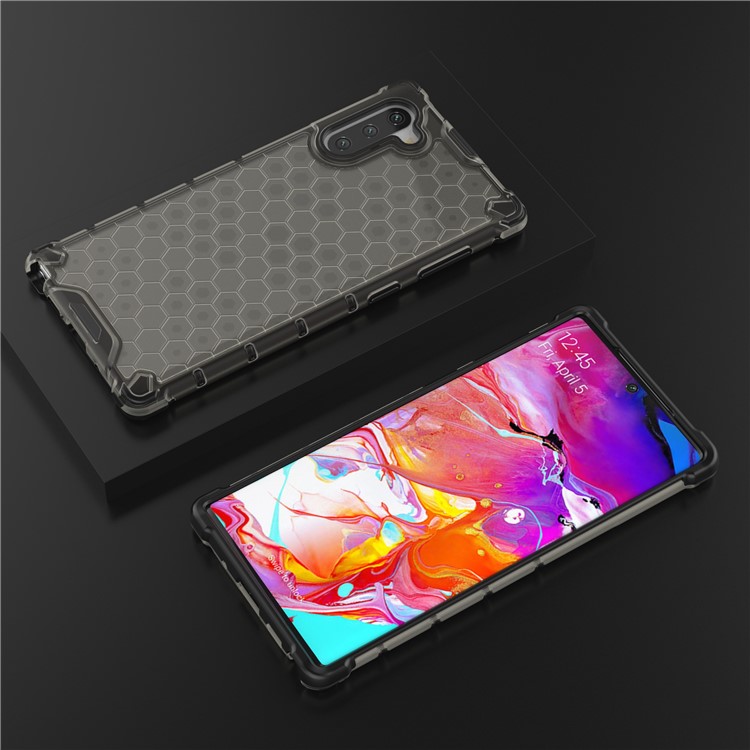 Honeycomb Pattern Shock-proof TPU + PC Hybrid Back Case for Samsung Galaxy Note 10/Note 10 5G - Black-2