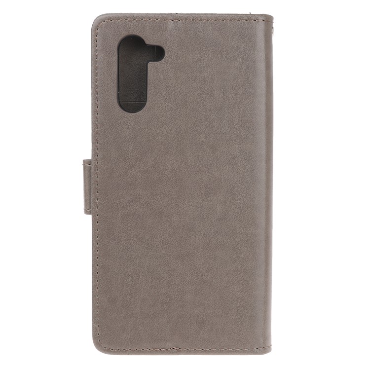 Imprint Butterflies Flower PU Leather Wallet Stand Case for Samsung Galaxy Note 10/Note 10 5G - Grey-3