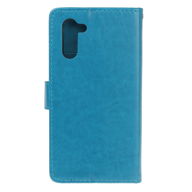 Imprint Butterflies Flower PU Leather Wallet Stand Case for Samsung Galaxy Note 10/Note 10 5G - Blue-3
