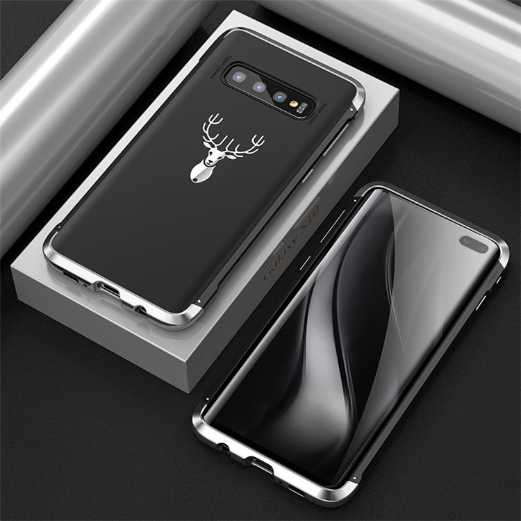 

Guard Series Elk Pattern Metal Frame + Hard PC Protective Cell Phone Case for Samsung Galaxy S10 Plus - Silver, Galaxy S10 Plus