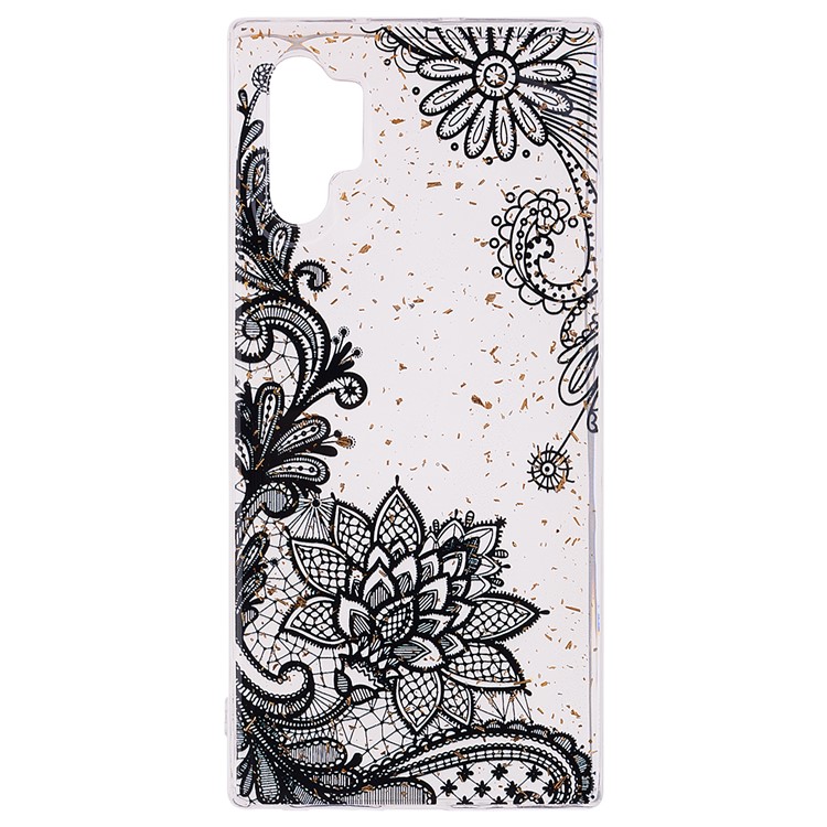 Glitter Sequins Inlaid Patterned TPU Phone Shell for Samsung Galaxy Note 10 Pro - Black Lace-2