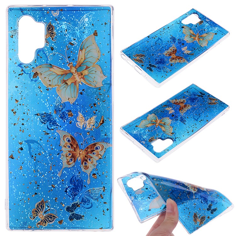 Glitter Sequins Inlaid Patterned TPU Phone Shell for Samsung Galaxy Note 10 Plus/Note 10 Plus 5G - Butterflies-1