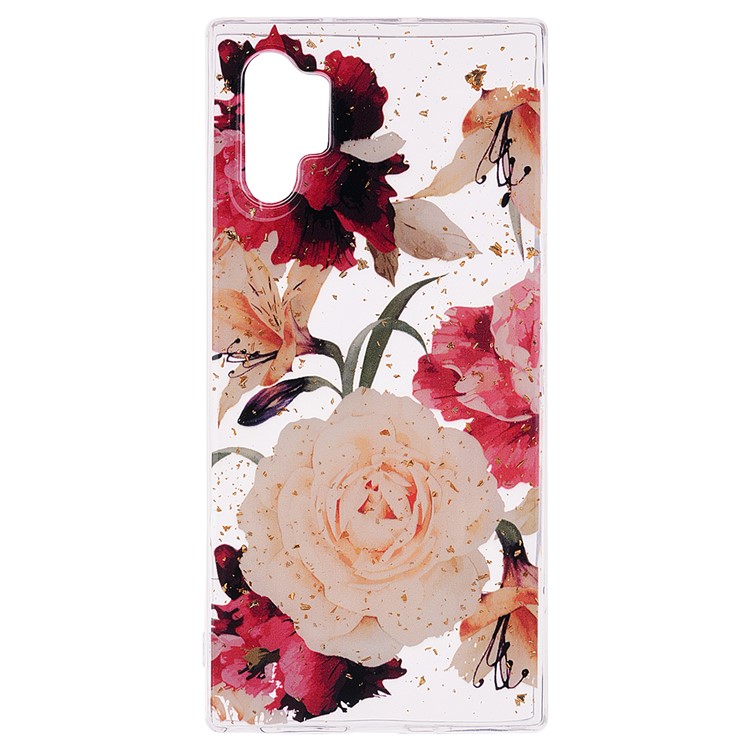 Glitter Sequins Inlaid Patterned TPU Phone Shell for Samsung Galaxy Note 10 Plus/Note 10 Plus 5G - Pretty Flowers-2