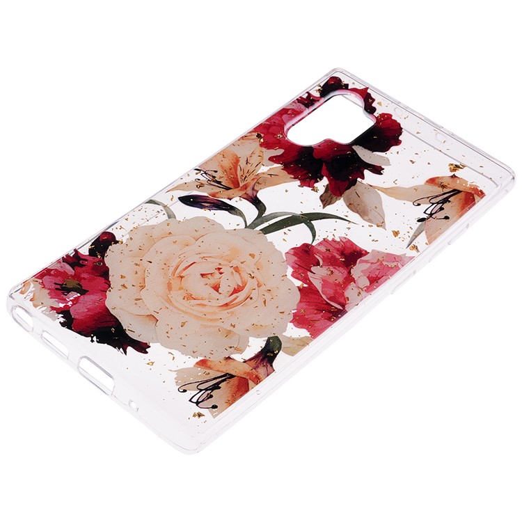 Glitter Sequins Inlaid Patterned TPU Phone Shell for Samsung Galaxy Note 10 Plus/Note 10 Plus 5G - Pretty Flowers-3
