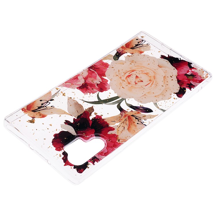 Glitter Sequins Inlaid Patterned TPU Phone Shell for Samsung Galaxy Note 10 Plus/Note 10 Plus 5G - Pretty Flowers-4