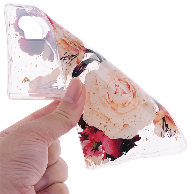 Glitter Sequins Inlaid Patterned TPU Phone Shell for Samsung Galaxy Note 10 Plus/Note 10 Plus 5G - Pretty Flowers-5