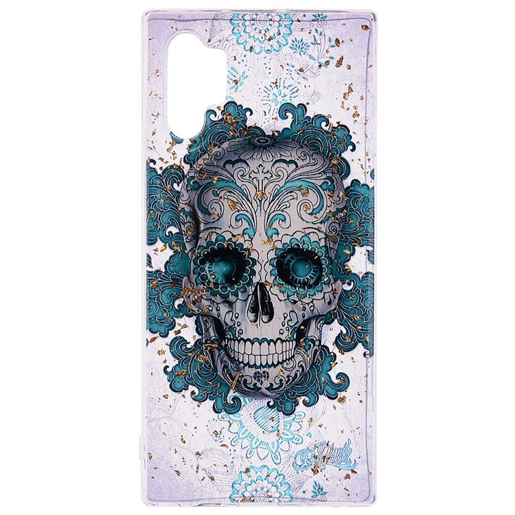 Glitter Sequins Inlaid Patterned TPU Phone Shell for Samsung Galaxy Note 10 Plus/Note 10 Plus 5G - Skull-2