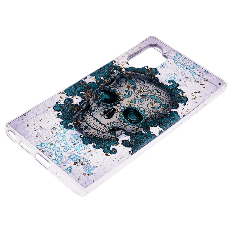 Glitter Sequins Inlaid Patterned TPU Phone Shell for Samsung Galaxy Note 10 Plus/Note 10 Plus 5G - Skull-3