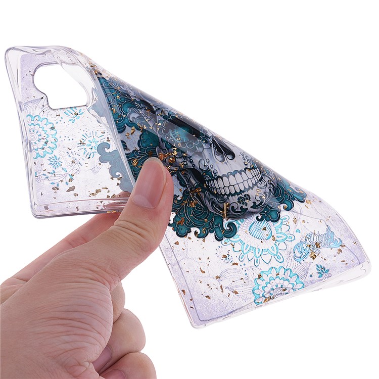 Glitter Sequins Inlaid Patterned TPU Phone Shell for Samsung Galaxy Note 10 Plus/Note 10 Plus 5G - Skull-5