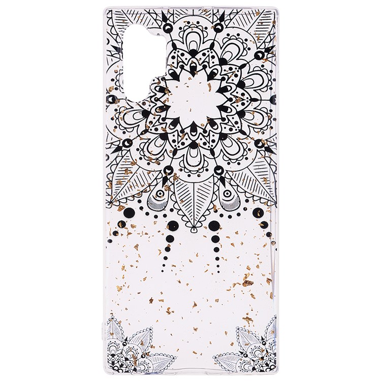 Glitter Sequins Inlaid Patterned TPU Phone Shell for Samsung Galaxy Note 10 Plus/Note 10 Plus 5G - Black Flower-2