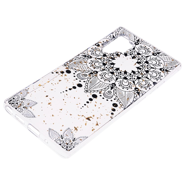 Glitter Sequins Inlaid Patterned TPU Phone Shell for Samsung Galaxy Note 10 Plus/Note 10 Plus 5G - Black Flower-3
