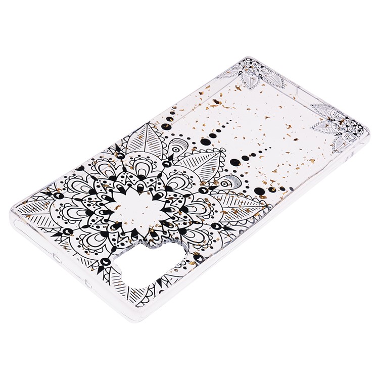 Glitter Sequins Inlaid Patterned TPU Phone Shell for Samsung Galaxy Note 10 Plus/Note 10 Plus 5G - Black Flower-4