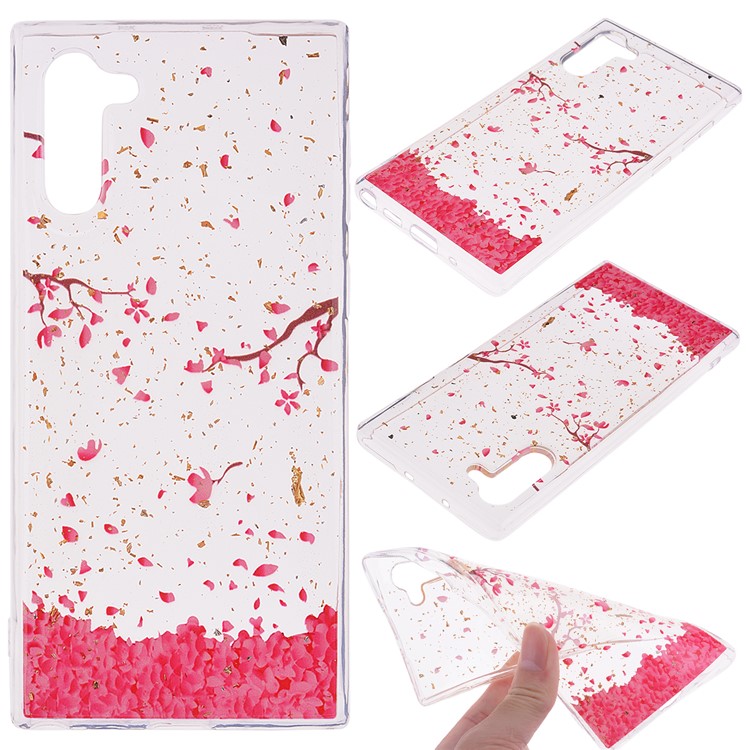 Glitter Sequins Inlaid Patterned TPU Phone Casing for Samsung Galaxy Note 10/Galaxy Note 10 5G - Falling Flowers-1