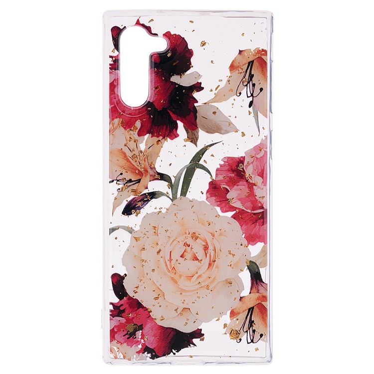 Glitter Sequins Inlaid Patterned TPU Phone Casing for Samsung Galaxy Note 10/Galaxy Note 10 5G - Pretty Flowers-2