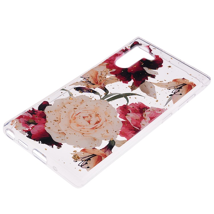 Glitter Sequins Inlaid Patterned TPU Phone Casing for Samsung Galaxy Note 10/Galaxy Note 10 5G - Pretty Flowers-3