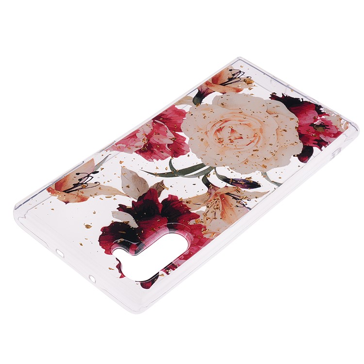 Glitter Sequins Inlaid Patterned TPU Phone Casing for Samsung Galaxy Note 10/Galaxy Note 10 5G - Pretty Flowers-4