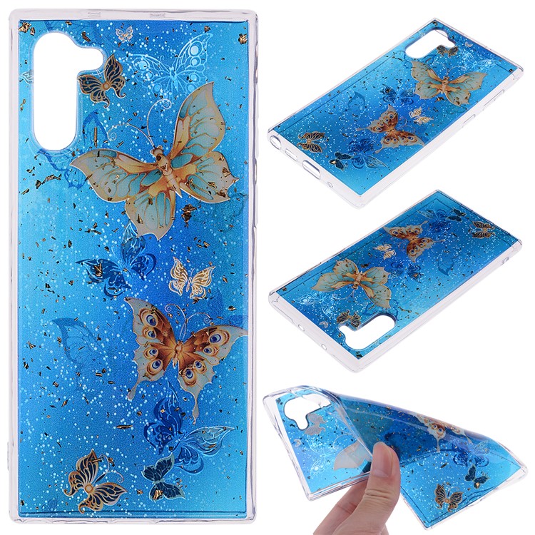 Glitter Sequins Inlaid Patterned TPU Phone Casing for Samsung Galaxy Note 10/Galaxy Note 10 5G - Butterflies-1