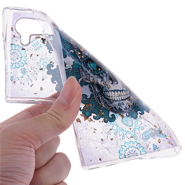 Glitter Sequins Inlaid Patterned TPU Phone Casing for Samsung Galaxy Note 10/Galaxy Note 10 5G - Skull-5