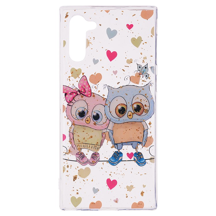 Glitter Sequins Inlaid Patterned TPU Phone Casing for Samsung Galaxy Note 10/Galaxy Note 10 5G - Two Owls-2