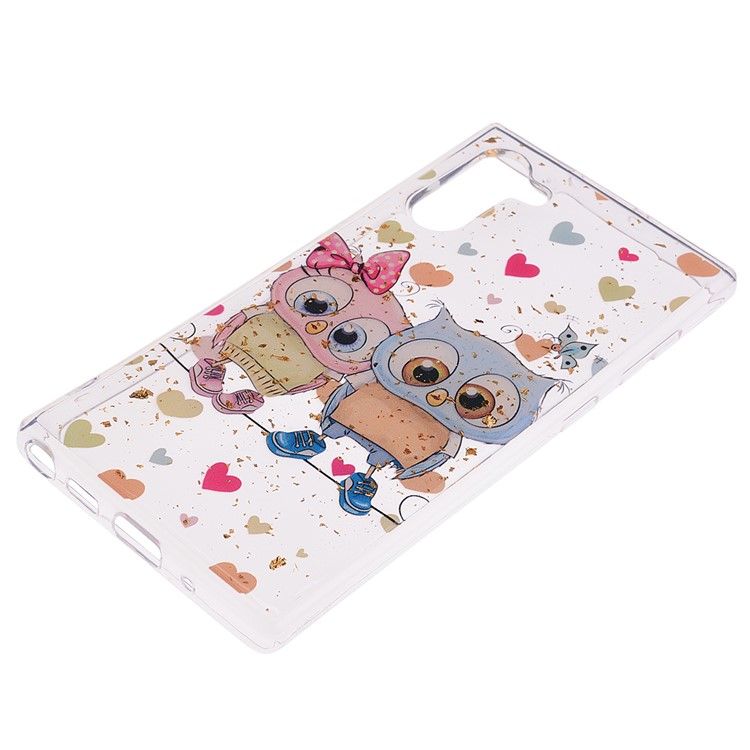 Glitter Sequins Inlaid Patterned TPU Phone Casing for Samsung Galaxy Note 10/Galaxy Note 10 5G - Two Owls-3