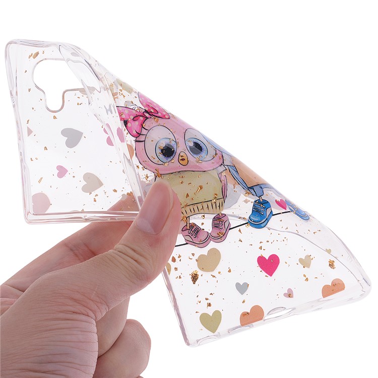 Glitter Sequins Inlaid Patterned TPU Phone Casing for Samsung Galaxy Note 10/Galaxy Note 10 5G - Two Owls-5