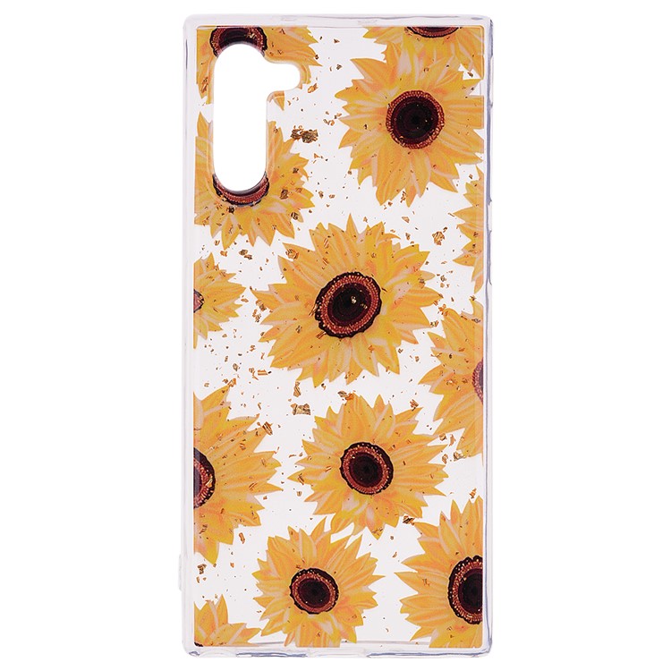 Glitter Sequins Inlaid Patterned TPU Phone Casing for Samsung Galaxy Note 10/Galaxy Note 10 5G - Sunflowers-2